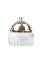 Metal Date Jar With Lid - 10 Cm Diameter - Small Size - Light Gold-White