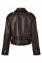 Acı Kahve Leather Jacket with Additional Collar and Epaulettes - 1047 - 2