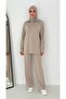 Women's Modest Collar Zip-Up Comfort Modal Two-Piece Set - 4