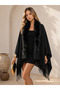 Velora Women's Faux Fur Collared Tasseled Poncho Shawl Pnc18 - 3