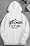 Unisex 3 Thread Cotton White Loose Fit the Stage Print Sweatshirt Hoodie