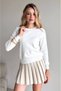 Crew Neck Stone Detailed Long Sleeve Soft Textured Knit Sweater Aw26Kz00026 - 2