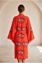 Women's Muslin Long Kaftan with Evil Eye Motif Bohemian Kimono - 2