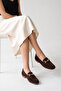 Nikolas Women's Ballerinas with Genuine Leather Accessories - Brown Suede - 6