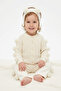 Pompom Detailed Cardigan, Trousers and Headband Knitwear 3-Piece Set - 4