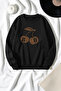 Unisex Leopard Patterned Cherry Printed Crew Neck Sweatshirt