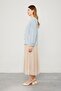 Blue Crew Neck Stone Buttoned Shirt - 5