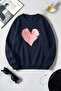 Unisex Heart Printed Crew Neck Sweatshirt