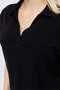 Women's Polo Neck V Cut Short Sleeve Blouse - 5
