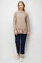Women's Crew Neck Skirt Floral Embroidered Wool Sweater K.Beige - 2
