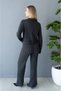 Polo Collar Gold Button Detailed Belted High Waist Spanish Leggings Knitwear Top and Bottom Set Aw26Au0002 - 3