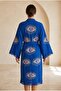 Women's Muslin Long Kaftan with Evil Eye Motif Bohemian Kimono - 2