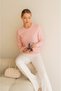 Crew Neck Stone Detailed Long Sleeve Soft Textured Knit Sweater Aw26Kz00026
