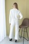 Polo Collar Gold Button Detailed Belted High Waist Spanish Leggings Knitwear Top and Bottom Set Aw26Au0002 - 3