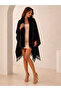 Velora Women's Faux Fur Collared Tasseled Poncho Shawl Pnc18 - 5