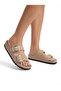 Mk205 Beige Genuine Leather Full Covered Cork Sole Double Buckle Unisex Orthopedic Slippers - 6