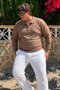 Men's Thick Premium Large Size Coffee Zipper Sweatshirt - 5