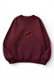 Unisex Soft Textured Metal Cherry Printed Design Oversize 3 Thread Crew Neck Sweatshirt