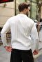White Buttoned Polo Collar Patterned over Fit Men's Knitwear Sweater E7520 - 2