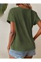New Season Women's Short Sleeve Crew Neck Asymmetrical Cut Detailed Viscose Blouse 62294 - 2