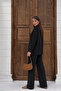 Women's Black Half Turtleneck Stylish Stripe Detailed Sweater Pants Bottom Top Double Knitwear Set - 5