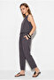 Women's Gray Thick Strap Blouse Elastic Waist Pants Modal Suit 3089 60283231 - 3