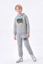 3 Thread Printed Winter Kangaroo Pocket Hooded Boys' 2-Piece Tracksuit Set 4 Pieces - 4