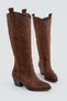 Ashton Brown Embroidered Western Tan Long Below-Knee Cowboy Women's Boots - 2