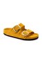 Mk205 Yellow Genuine Suede Leather Full Covered Cork Sole Double Buckle Unisex Orthopedic Slippers - 2