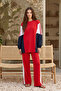 Tunic with Striped Sleeves and Pants Set 22863 Red - 2