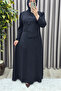Women's Clothing Plus Size Diamond Buttoned Mevlana Crepe Evening Dress - 8