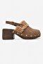 Zaronil Women's Genuine Leather Clogs Slippers Tan Suede - 2
