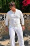 Men's Thick Premium Large Size White Zippered Sweatshirt - 5