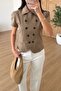 Double Collar Button Detail Lining Short Sleeve Modal Jacket Blazer Mink - 3