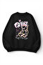 Unisex Soft Textured on Fire Risk Printed Design Oversize 3 Thread Crew Neck Sweatshirt