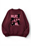 Unisex Soft Textured Cat Chaos Printed Design Oversize 3 Thread Crew Neck Sweatshirt