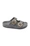 Mk205 Gray Genuine Suede Leather Full Covered Cork Sole Double Buckle Unisex Orthopedic Slippers - 4