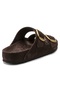 Mk205 Brown Genuine Suede Leather Full Covered Cork Sole Double Buckle Unisex Orthopedic Slippers - 3