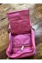 Satin Jewellery Organizer with 4 Pouches, Travel Storage Case, Quilted Pink, 16 x 16 x 5 cm (Pink) - 4