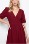 Women's Burgundy Double Breasted Closed Balloon Sleeve Long Muslin Dress 3034 60283364 - 3