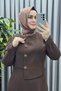 Women's Clothing Plus Size Diamond Buttoned Mevlana Crepe Evening Dress - 6