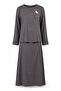Tunic Stone Embroidered Linen Suit with Skirt 4505 Anthracite - 2