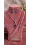 Blue Drop Stone Diamond-Shaped Pendant Earring Bracelet Set