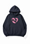 Unisex Soft Textured Cat Heart Printed Design Oversize 3 Thread Hoodie Sweatshirt