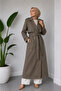 Women's Modal Tencel Belted Pocketed Lined Long Trench Coat - 5