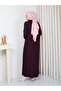 Pleated Sleeves Buttoned Knitwear Dress Plum - 7