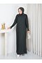 Pleated Sleeves Buttoned Knitwear Dress Khaki - 3