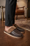 Men's Fur-Lined Non-Slip Sole Home Slippers with Sewing Details - 3