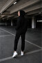 Women's 3 Thread Compact Combed Cotton Hooded Zipper Sweatshirt & Jogger Sweatpants Set - 3