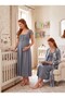 New Season Smoked Summer Patterned Lace Detailed Special Design Breastfeeding Feature 100% Cotton Maternity Nightgown Set - 8